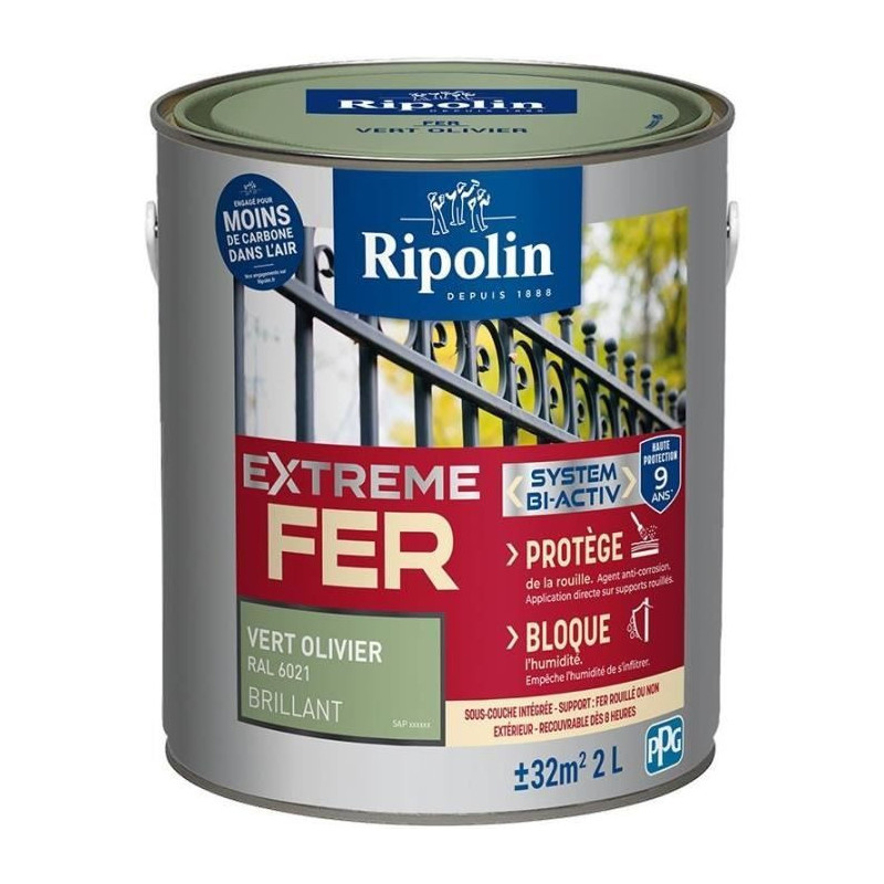 Iron paint - RIPOLIN - 396707 - Olive green - Glossy - 2 L