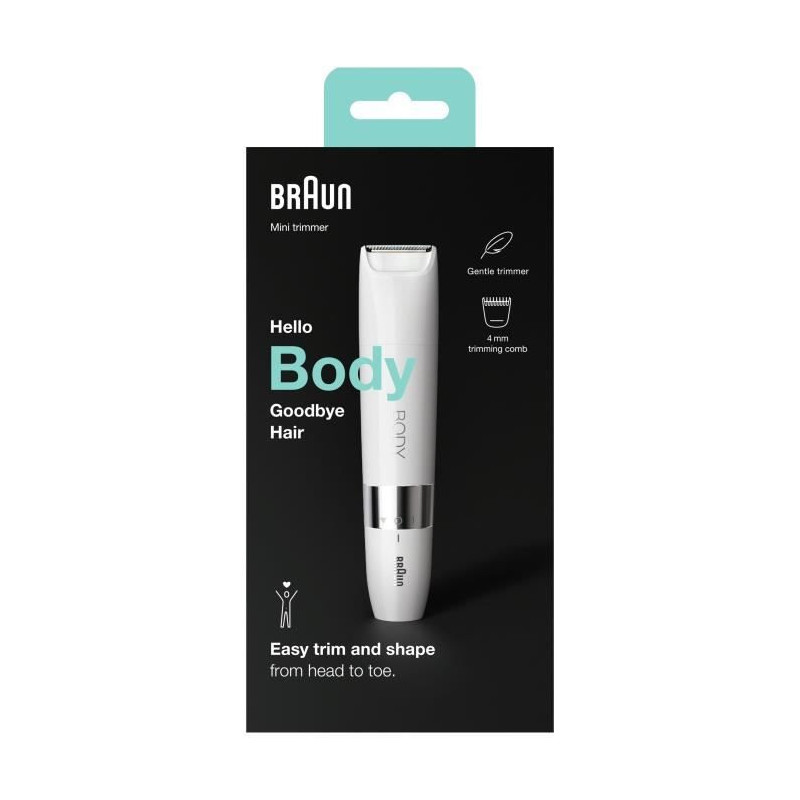 Braun Body Mini BS1000 Electric Body Trimmer for Men and Women - Wet &