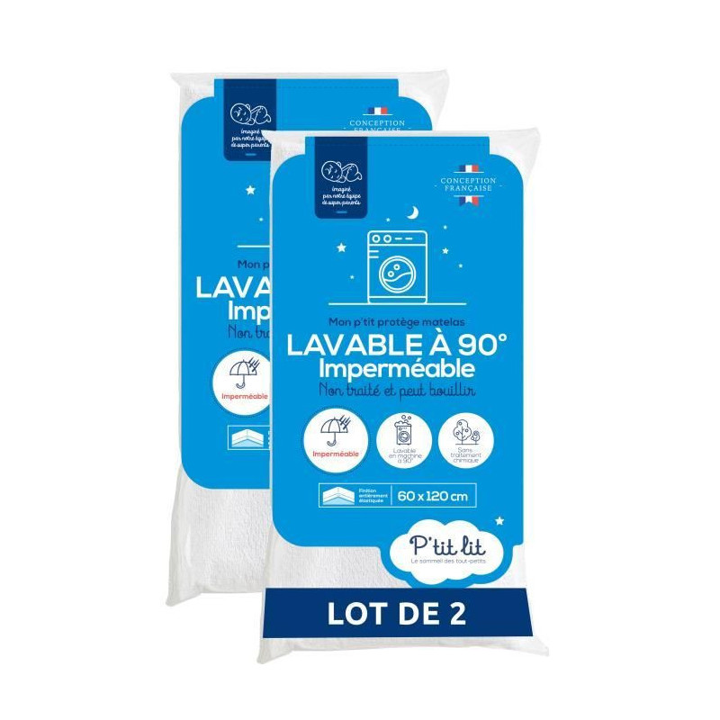 Set of 2 Baby Mattress Protectors - 70x140 cm - Waterproof and Micro B