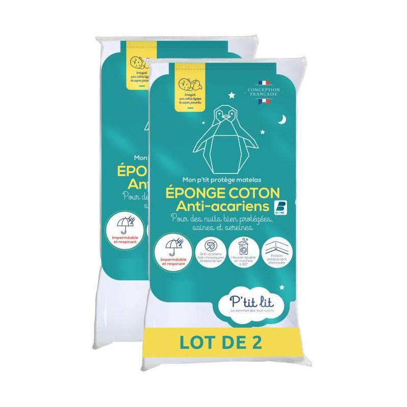 Set of 2 Anti-Mite Baby Mattress Protectors - for Bassinet, Carrycot,