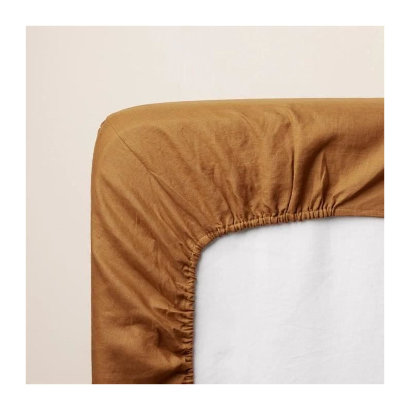 Fitted sheet - P'TIT DODO - 60 x 120 cm - Jersey - Caramel