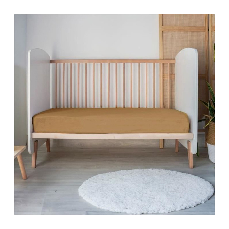 Fitted sheet - P'TIT DODO - 60 x 120 cm - Jersey - Caramel