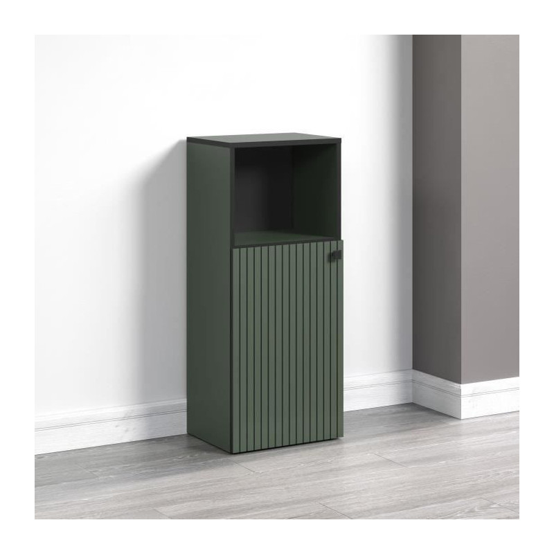 Bathroom cabinet - Low storage - Sage green and black decor - L40 x H9