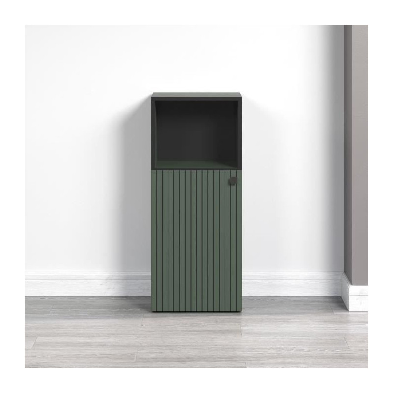 Bathroom cabinet - Low storage - Sage green and black decor - L40 x H9