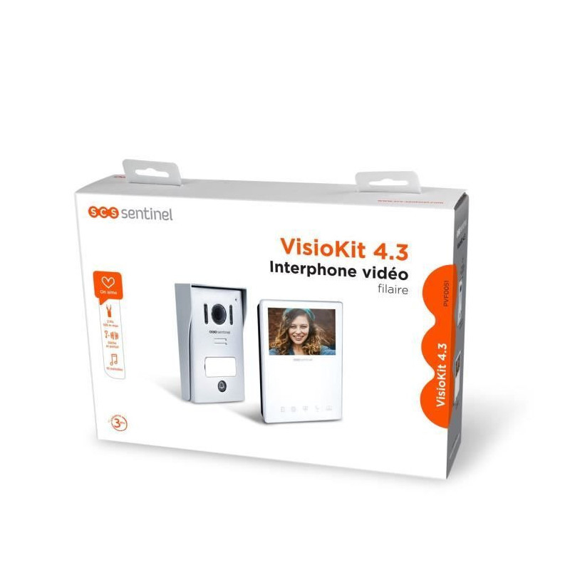 Wired video intercom, white color - VisioKit 4.3 - SCS SENTINEL