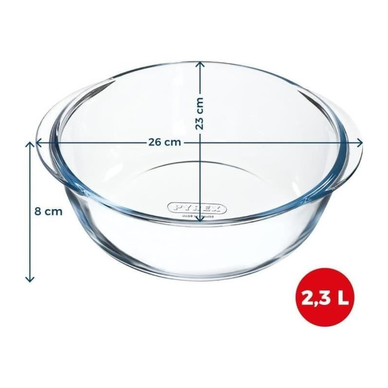 Air fryer dish - PYREX - 1450144 - Round - Borosilicate glass - 26 cm