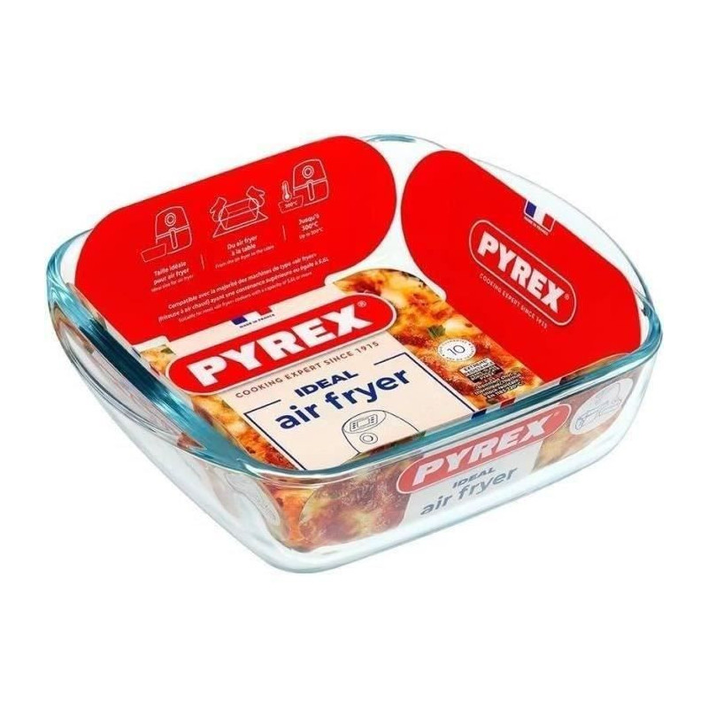 Air fryer dish - PYREX - 1450141 - Square - Borosilicate glass - 20 x