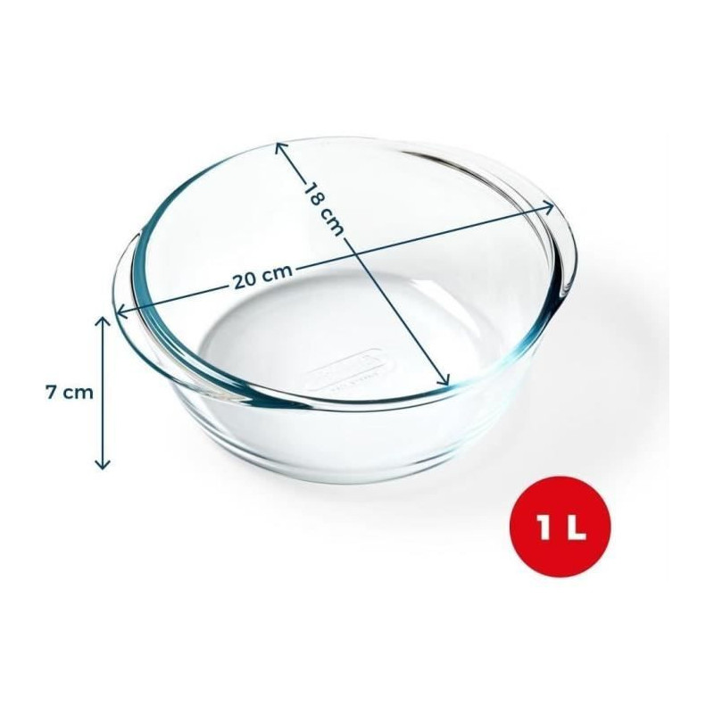 Air fryer dish - PYREX - 1450140 - Round - Borosilicate glass - 20 cm