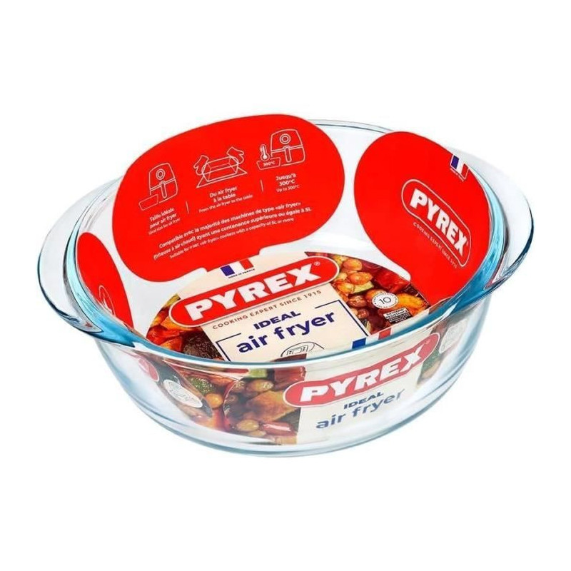 Air fryer dish - PYREX - 1450140 - Round - Borosilicate glass - 20 cm