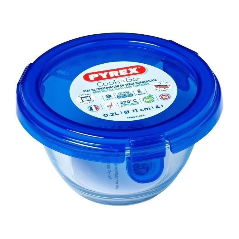 PYREX - COOK & GO - Round box in vere with lid 11 * 6 cm