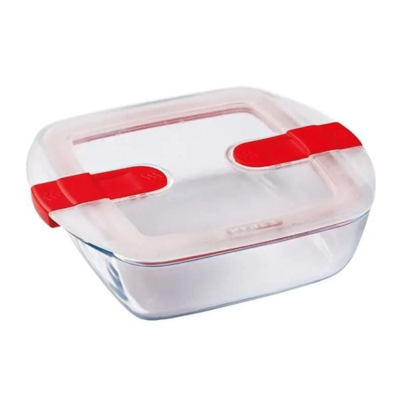 PYREX - COOK & HEAT - Square glass box with lid 20 * 17 cm