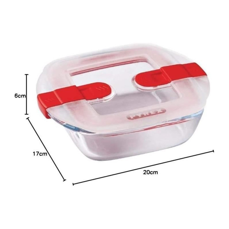 PYREX - COOK & HEAT - Square glass box with lid 20 * 17 cm