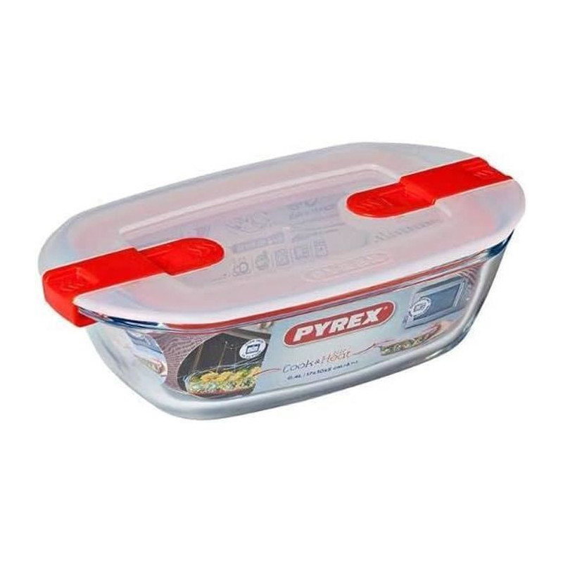 PYREX - COOK & HEAT - Rectangular glass box with lid 17 * 10 cm