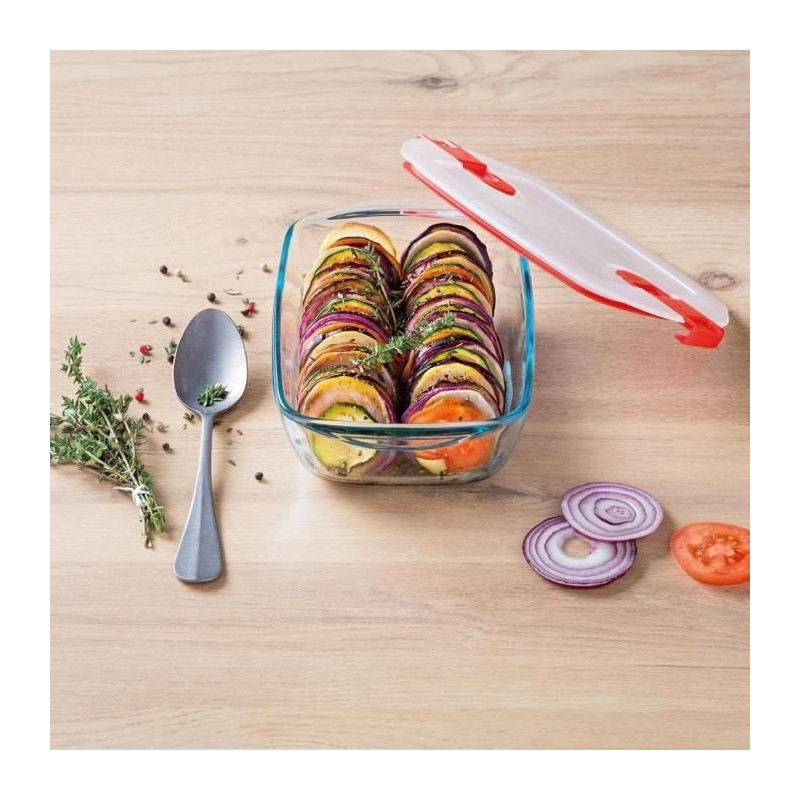 PYREX - COOK & HEAT - Rectangular glass box with lid 17 * 10 cm