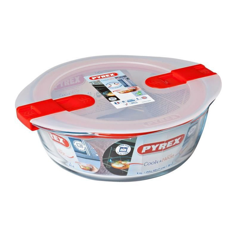 PYREX - COOK & HEAT - Round glass box with lid 20 * 18 cm