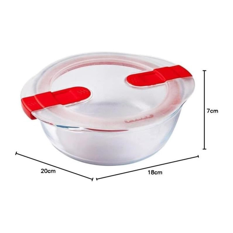 PYREX - COOK & HEAT - Round glass box with lid 20 * 18 cm