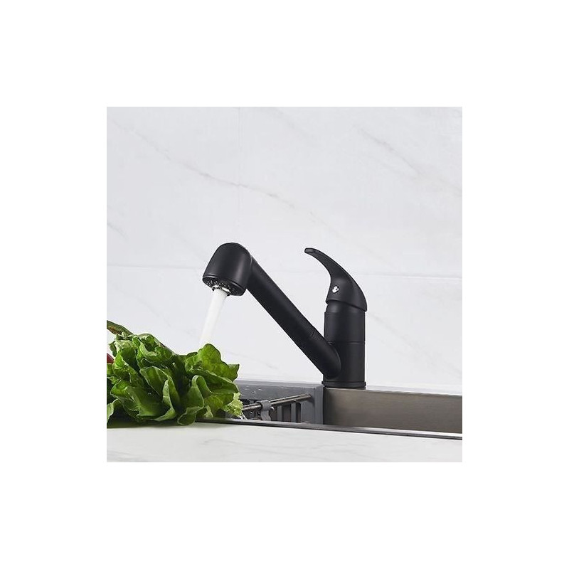 Sink Mixer Tap - BAGO - Pull-Out 2-Jet Spray - Matte Black - Classic D
