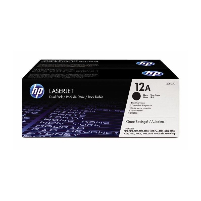 HP 12A (Q2612AD) Black Toner Cartridge for HP LaserJet - 2-Pack