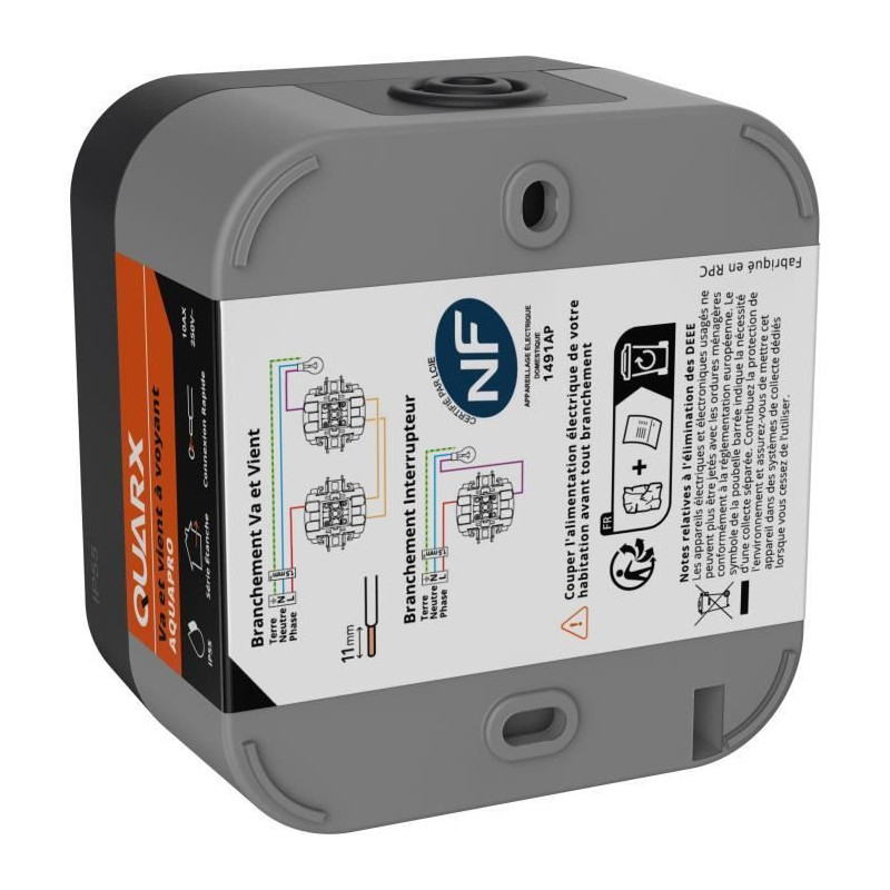 Two-way switch - QUARX - Aqua Pro - Outdoor, indicator light, IP55, 25