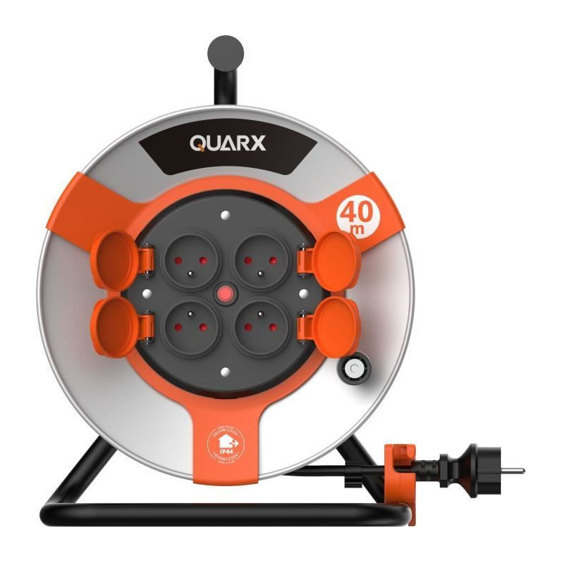 Hose reel - QUARX - Construction site - 40m, H05VV-F 3G1.5mm², metal