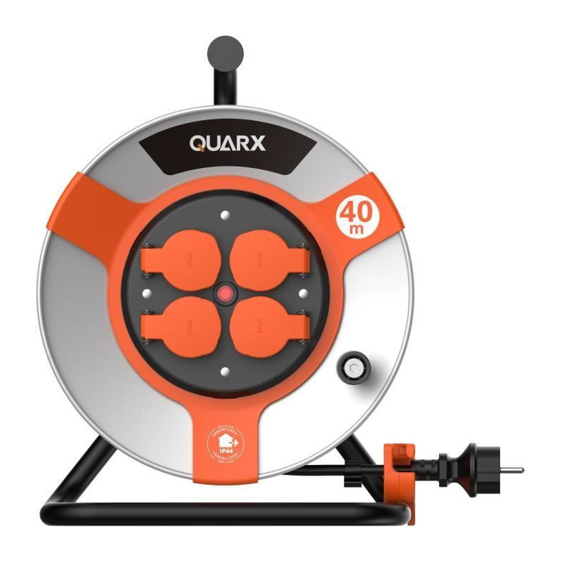 Hose reel - QUARX - Construction site - 40m, H05VV-F 3G1.5mm², metal