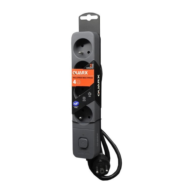 Power strip - QUARX - 4 sockets - With 3 USB ports, 1.5m cable