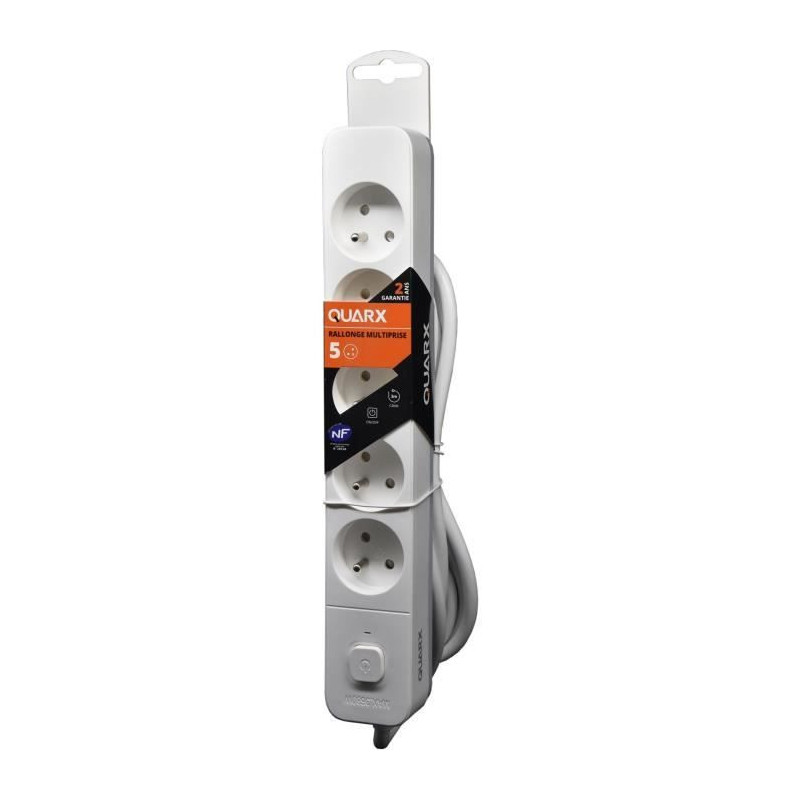 Power strip - QUARX - 5 sockets - With 3m cable, child protection