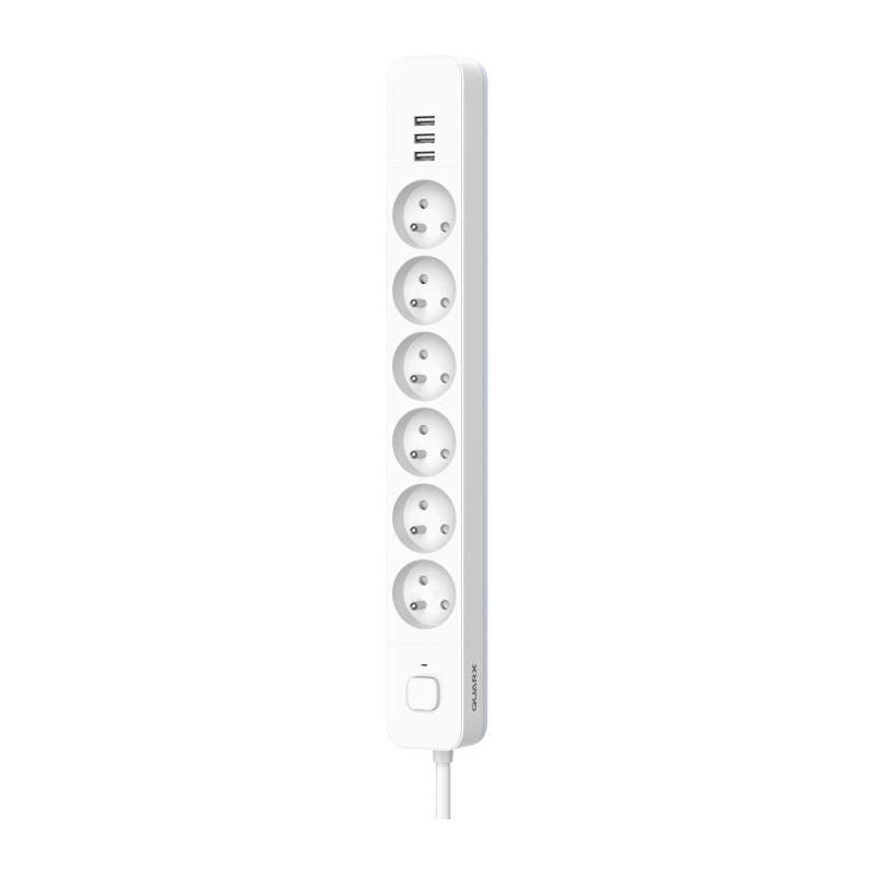 Power strip - QUARX - 6 sockets - With 3 USB ports, 1.5m cable
