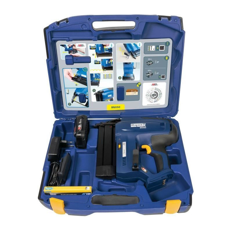18V battery nailer for 8/20-50mm - RAPID - BNX50 - Case + 2.5Ah batter