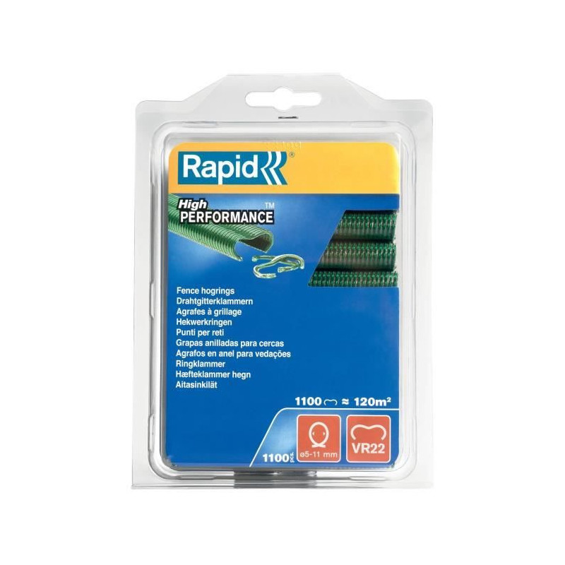 VR22 Rapid Agraf Wire Mesh Clip - Green Laminated - 1100 Staples