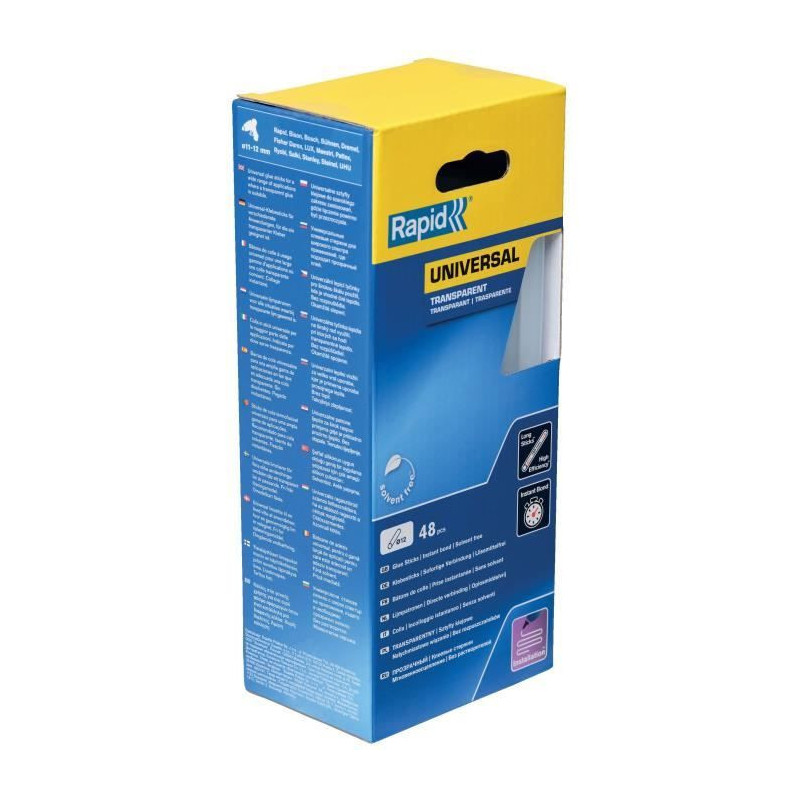 Glue - RAPID - 12mm x 48 sticks - Transparent - High flow - Setting ti