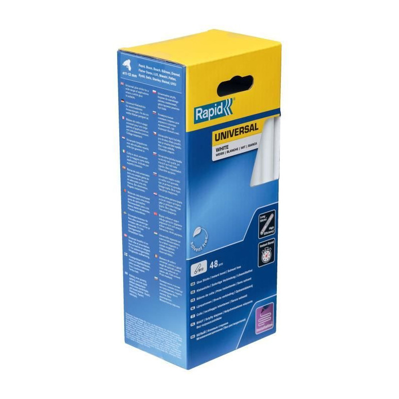 Glue - RAPID - Ø12mm - 48 sticks - White - High flow - Setting time 1