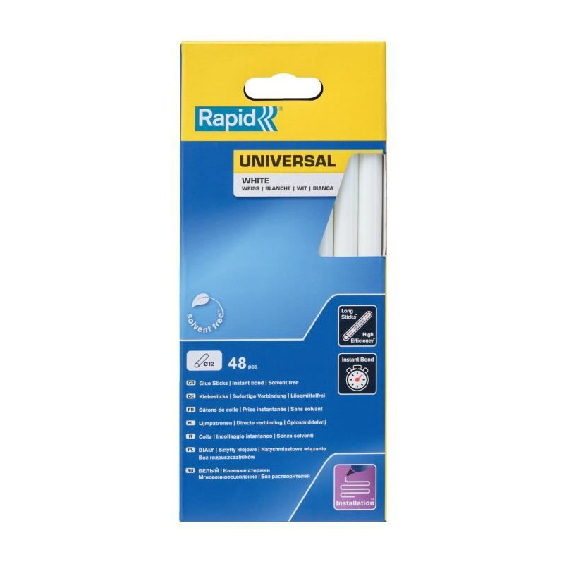 Glue - RAPID - Ø12mm - 48 sticks - White - High flow - Setting time 1