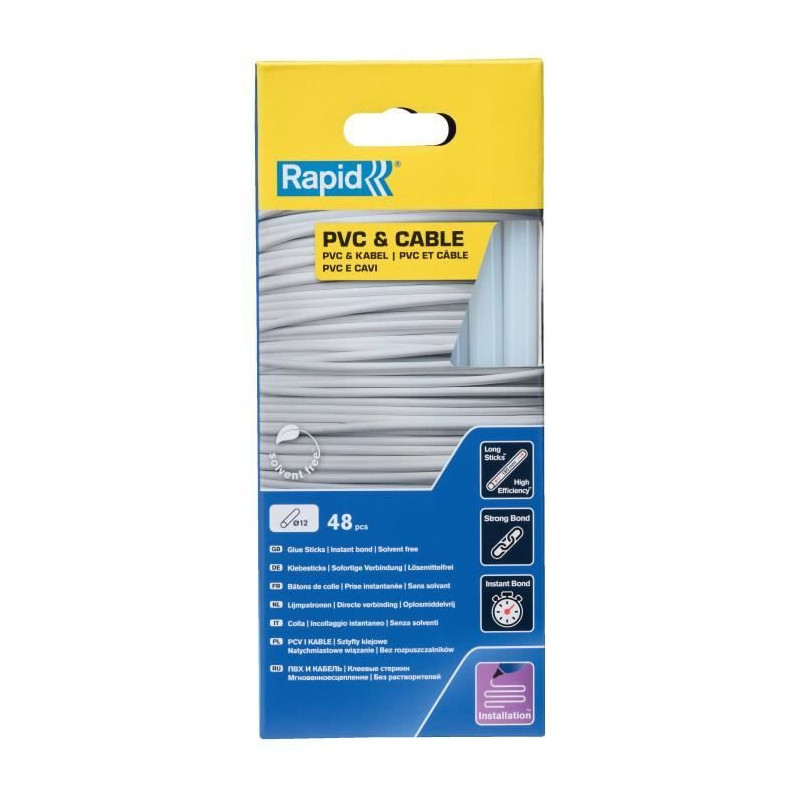 Glue sticks - Rapid - 12 mm - 48 sticks - PVC - Resin - Interior