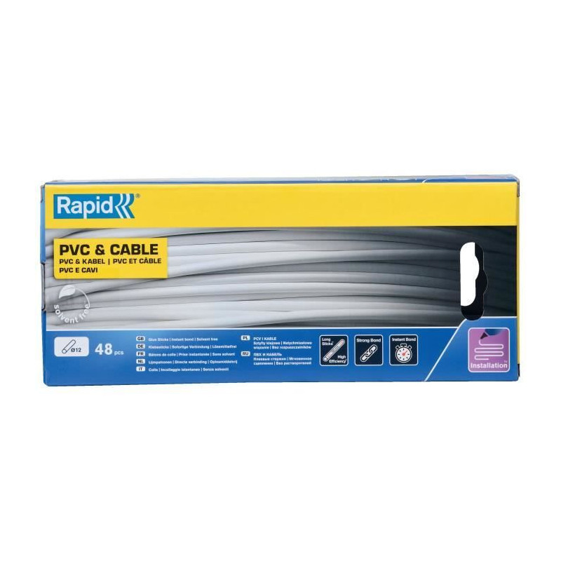 Glue sticks - Rapid - 12 mm - 48 sticks - PVC - Resin - Interior
