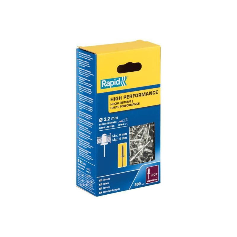 RAPID - Rivets - 3.2 x 8mm Alu ALU - Box of 500