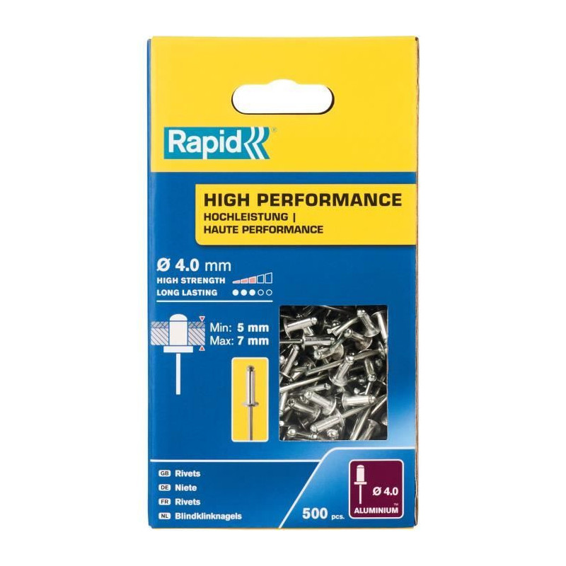 RAPID - Rivets - 4 x 10mm Alu ALU - Box of 500