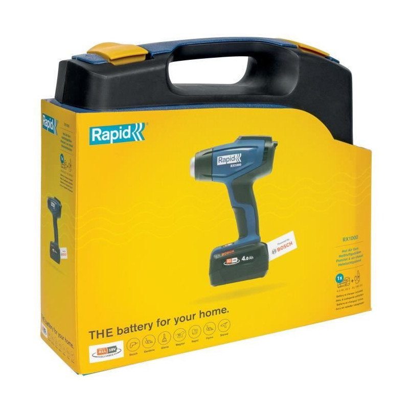 18V battery-powered hot air gun - RAPID - RX1000 - Case + 4.0Ah batter