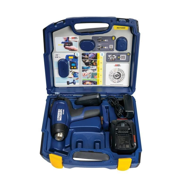 18V battery-powered hot air gun - RAPID - RX1000 - Case + 4.0Ah batter