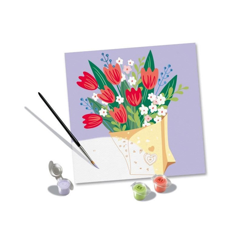 CreArt 20x20 cm Bouquet of Tulips, Creative Leisure, Adult, Paint by N
