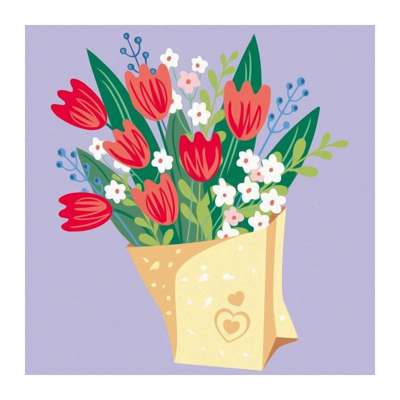 CreArt 20x20 cm Bouquet of Tulips, Creative Leisure, Adult, Paint by N