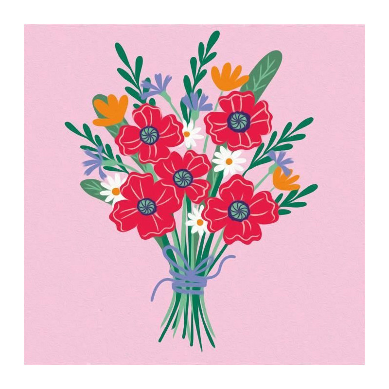 CreArt 20x20 cm Poppy bouquet, Creative leisure, Adult, Paint by numbe