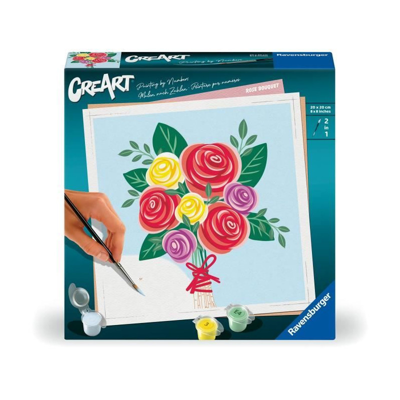 CreArt 20x20 cm Bouquet of roses, Creative leisure, Adult, Paint by nu