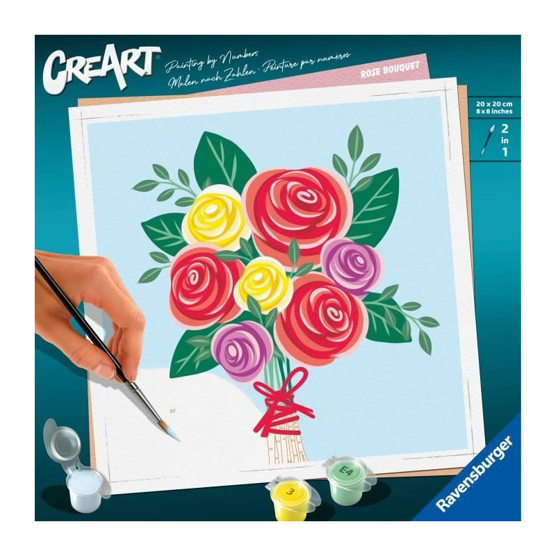 CreArt 20x20 cm Bouquet of roses, Creative leisure, Adult, Paint by nu