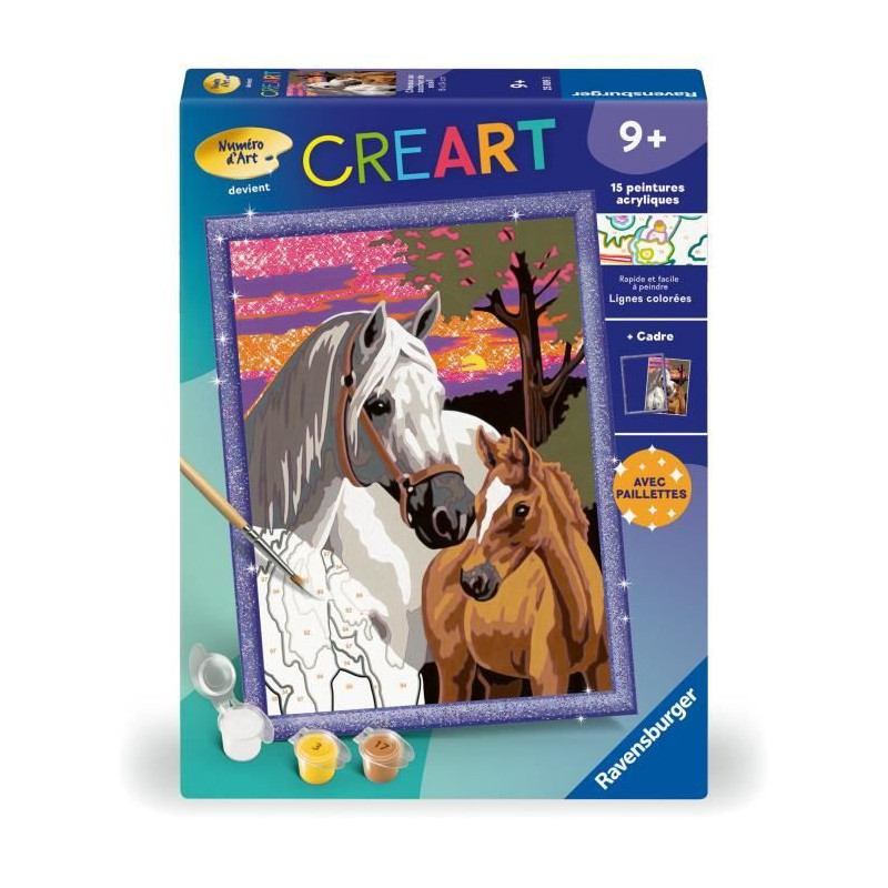 CreArt Kids 18x24cm Horses at Sunset, Paint by Numbers Kit, Ages 9+, 2