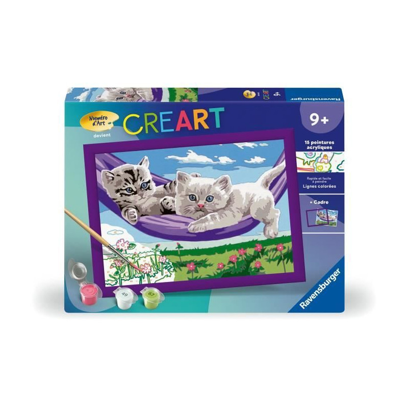 CreArt Kids 18x24cm Kittens in the Hammock, Paint by Numbers Kit, Ages