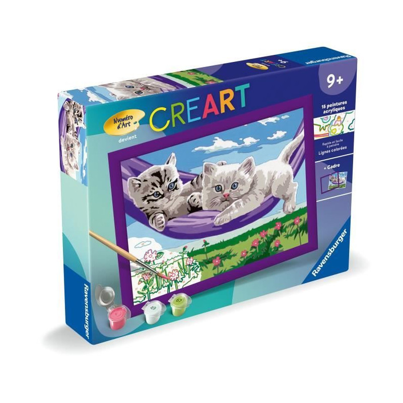 CreArt Kids 18x24cm Kittens in the Hammock, Paint by Numbers Kit, Ages