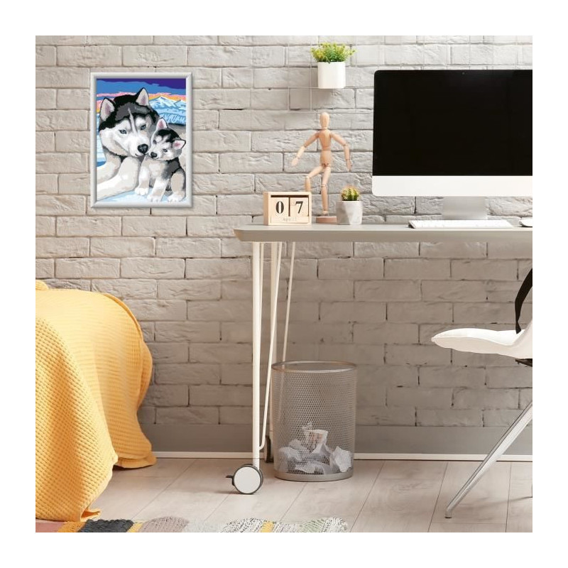 CreArt Kids 18x24cm Sweet Husky Kisses, Paint by Numbers Kit, Art Numb
