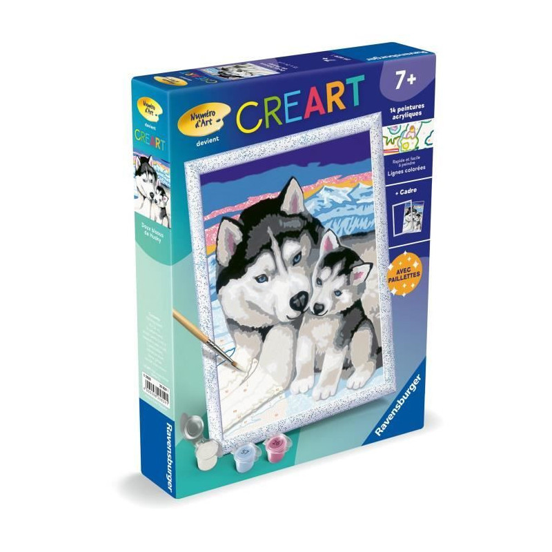 CreArt Kids 18x24cm Sweet Husky Kisses, Paint by Numbers Kit, Art Numb