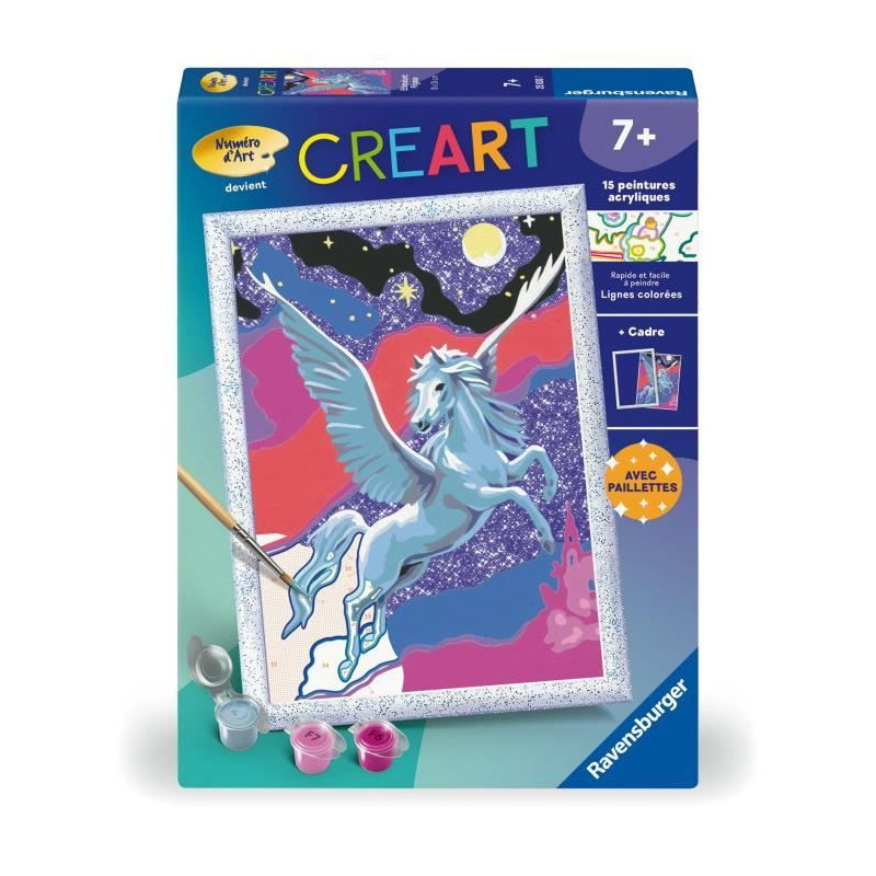 CreArt Kids 18x24cm Sparkling Pegasus, Paint by Numbers Kit, Art Numbe